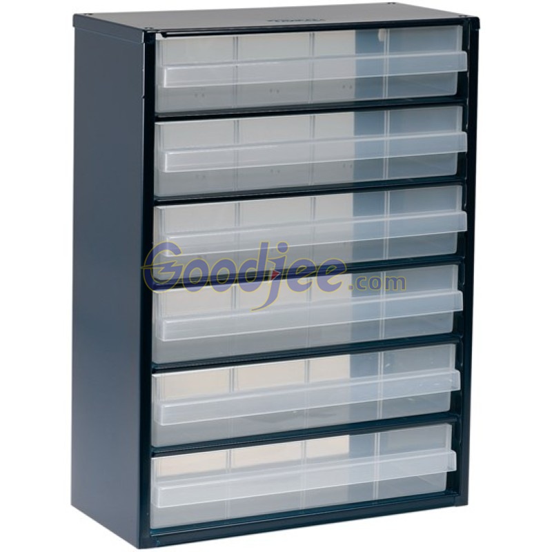 Raaco137485蓝色零件柜钢外框6个抽屉150x417x306mm宽聚丙烯PP STEEL CABINET 906-03