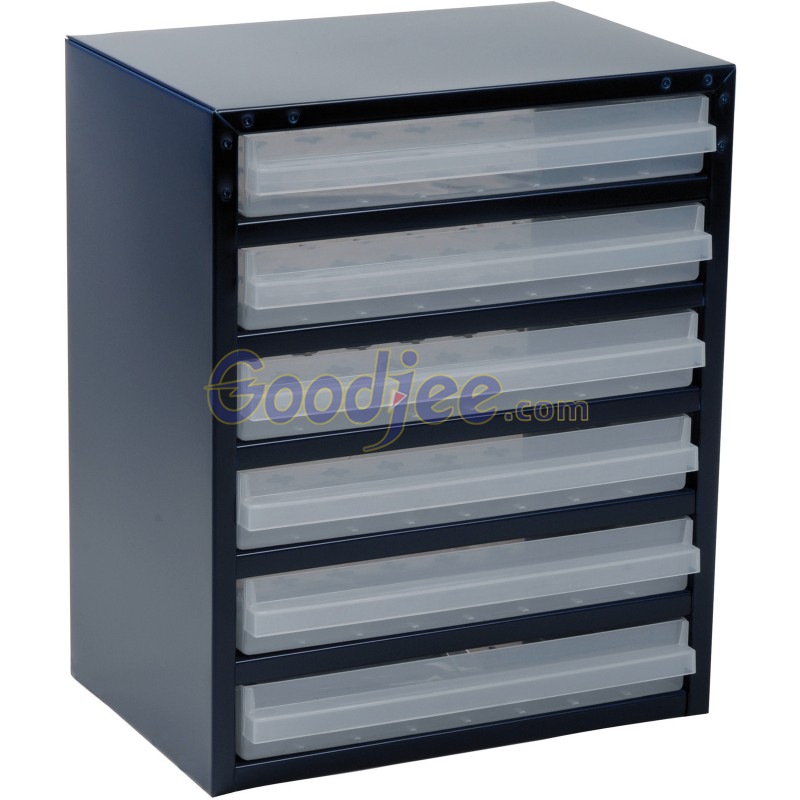 Raaco137591 蓝色零件柜钢外框6个抽屉255x435x357mm宽聚丙烯PP