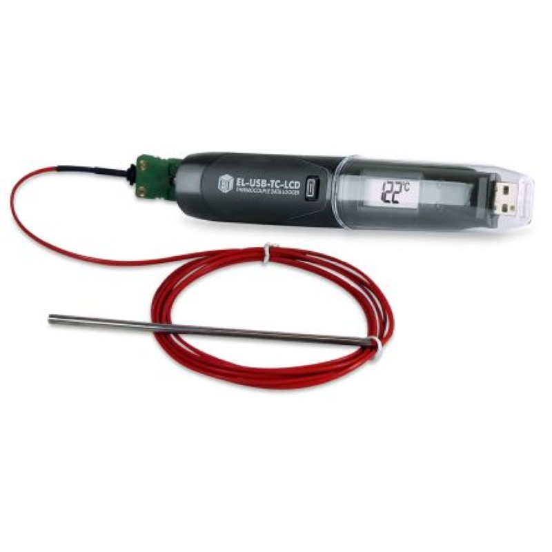 Lascar EL-USB-TC-LCD带200度K型探头温度记录仪可导出-200-1350度±1度, 支持J,K,T,热电偶