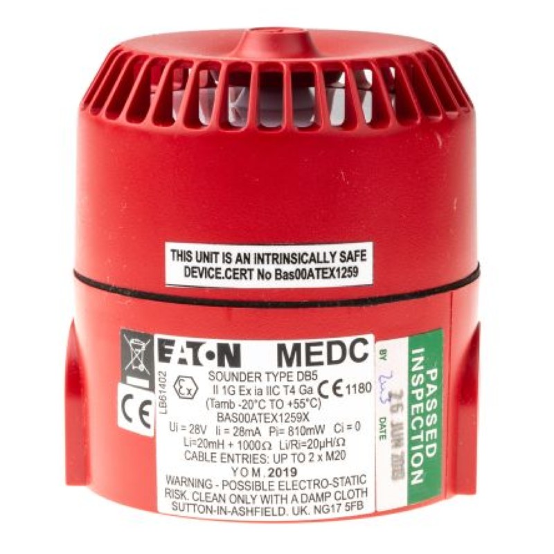DB5 24V EatonFulleon 电子报警器, 24音调, 24V直流, 红色, ATEX